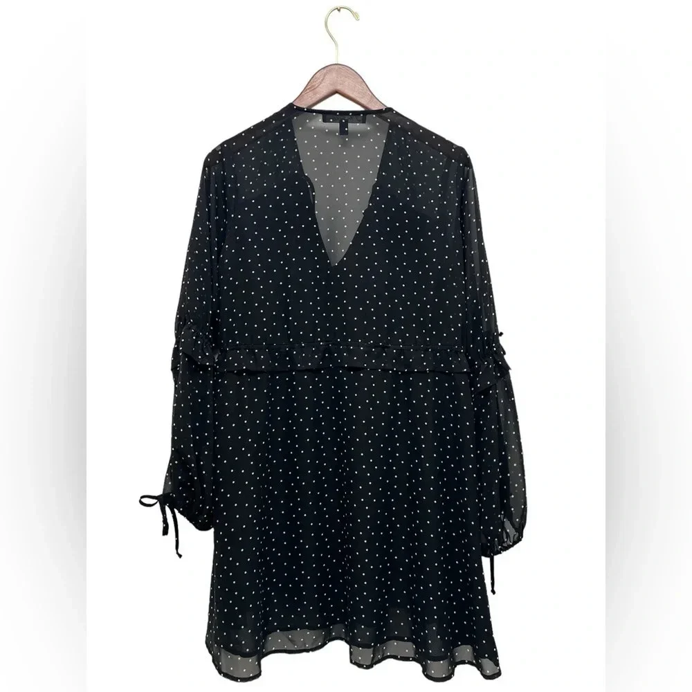 For Love & Lemons Truffles Polka Dot Babydoll Mini Dress Black Romantic Size S - Picture 3 of 11